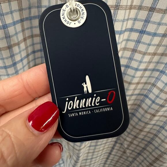 JOHNNIE-O Performance Biles Malibu Blue Plaid Button Shirt XL $138 NWT - Picture 3 of 9